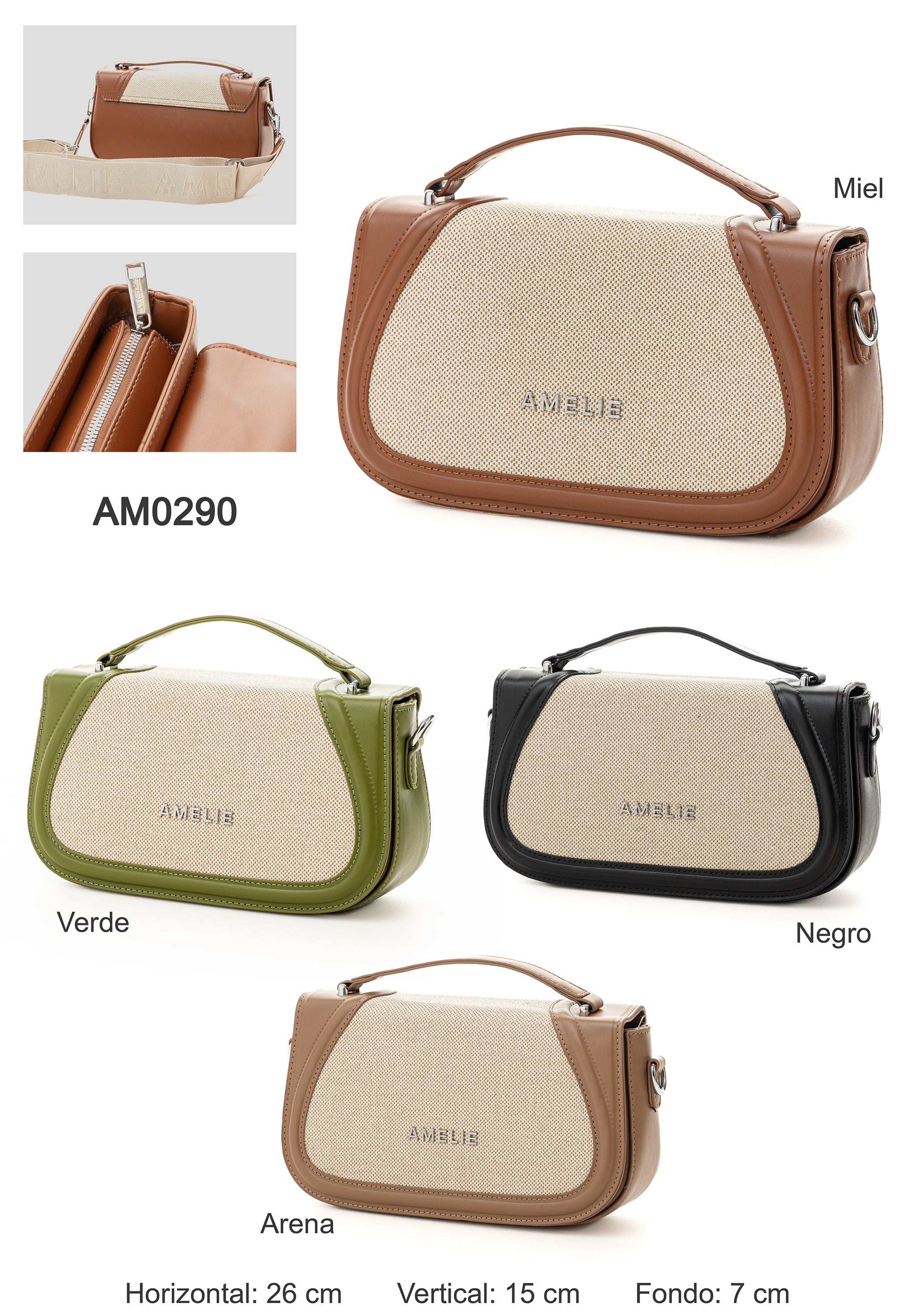 👜 Bolso Bandolera AM0290: Fusión Textil y Contraste de Color