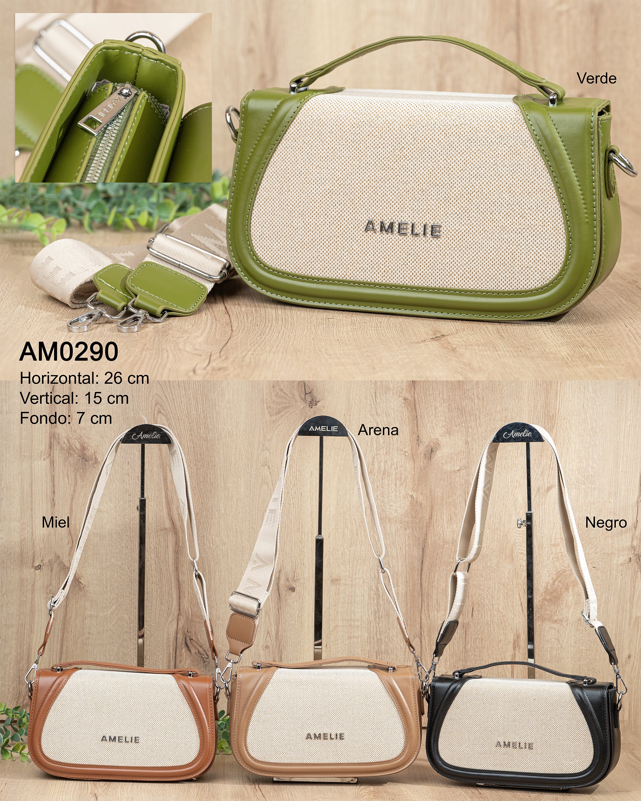 👜 Bolso Bandolera AM0290: Fusión Textil y Contraste de Color